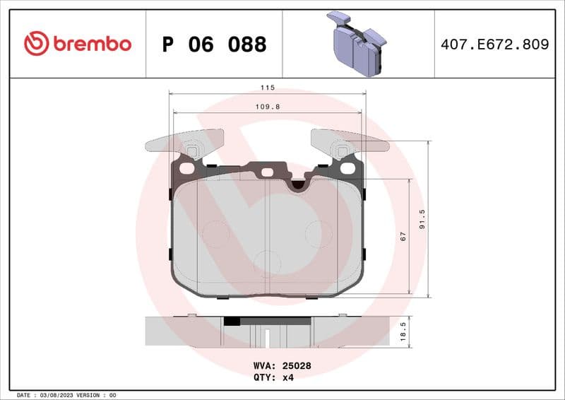 Brake pads front, Top Quality P06088 - image 3