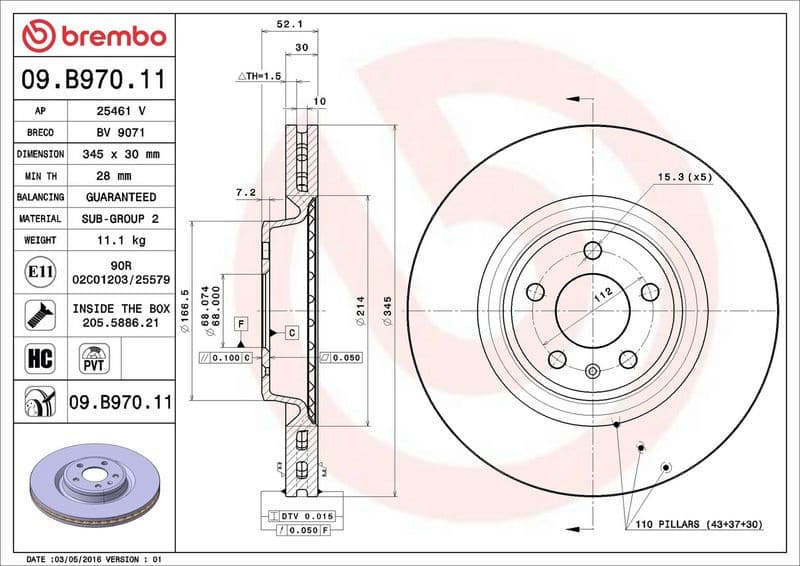 Brake Disc PRIME LINE - UV Coated 09.B970.11 - image 3