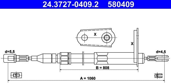 Cable Pull, parking brake 24.3727-0409.2 - image 2