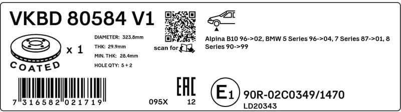 Brake Disc VKBD 80584 V1 - image 3