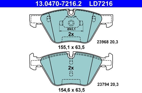 Brake Pad Set, disc brake ATE Ceramic 13.0470-7216.2 - image 2