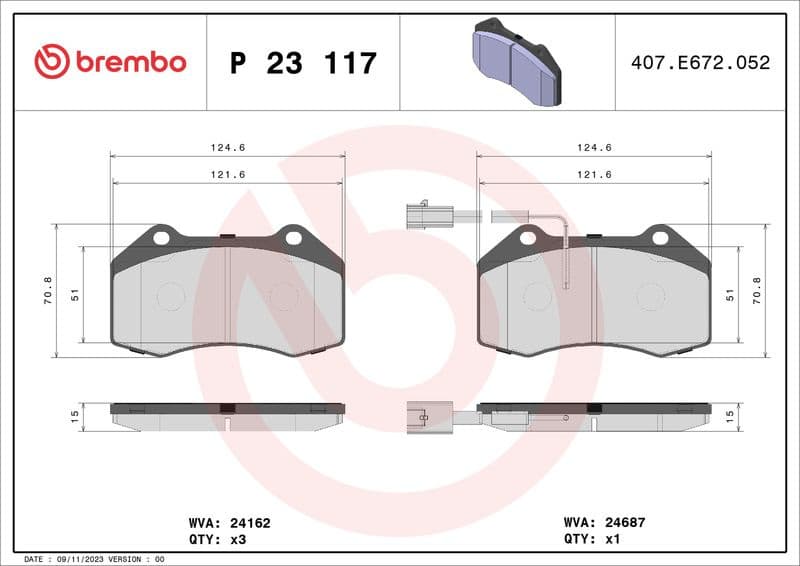 Brake Pad Set, disc brake XTRA LINE P 23 117X - image 2