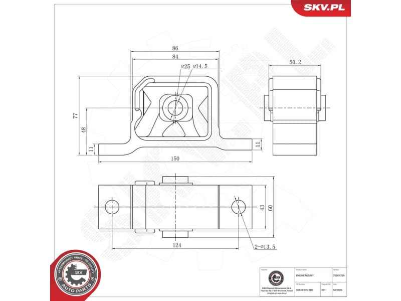Mounting, engine 75SKV259