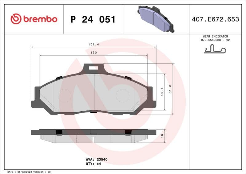Brake Pad Set, disc brake PRIME LINE P24051 - image 3
