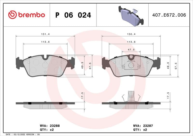 Brake pads front, Top Quality P06024 - image 3