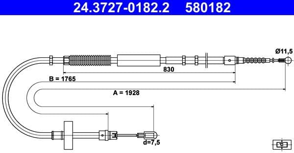 Cable Pull, parking brake 24.3727-0182.2 - image 2
