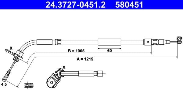 Cable Pull, parking brake 24.3727-0451.2 - image 2