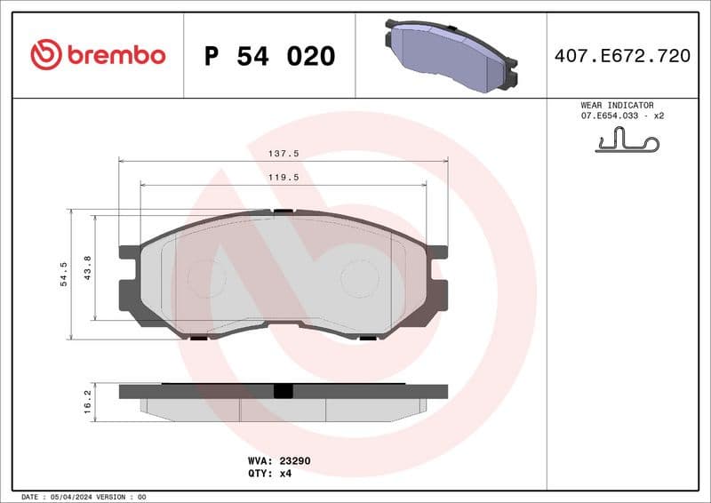 Brake Pad Set, disc brake PRIME LINE P54020 - image 3