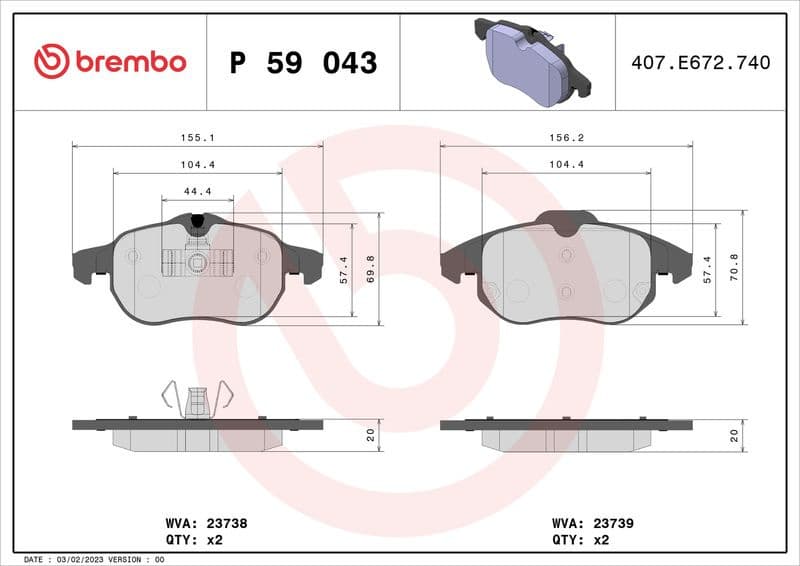 Brake Pad Set, disc brake XTRA LINE P59043X - image 3