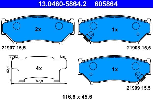 Brake Pad Set, disc brake 13.0460-5864.2 - image 2