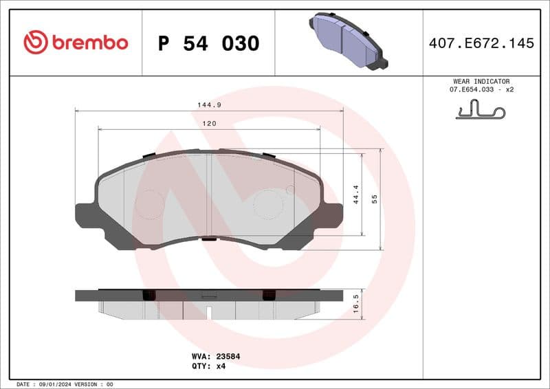 Brake pads front, Top Quality P54030 - image 3