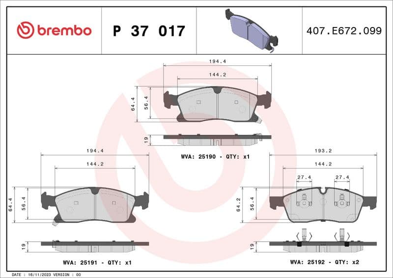 Brake Pad Set, disc brake XTRA LINE P 37 017X - image 2