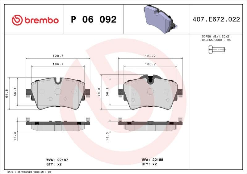 Brake pads front, Top Quality P06092 - image 3