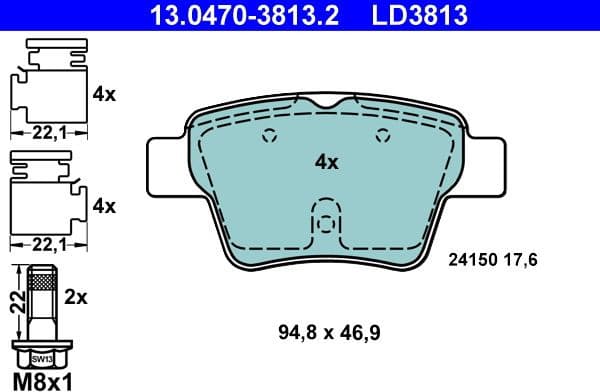 Brake Pad Set, disc brake ATE Ceramic 13.0470-3813.2 - image 2