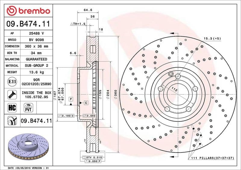 Brake Disc PRIME LINE - UV Coated 09.B474.11 - image 3