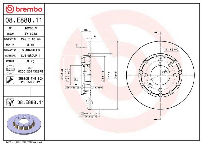Brake Disc PRIME LINE - UV Coated 08.E888.11 - image 2