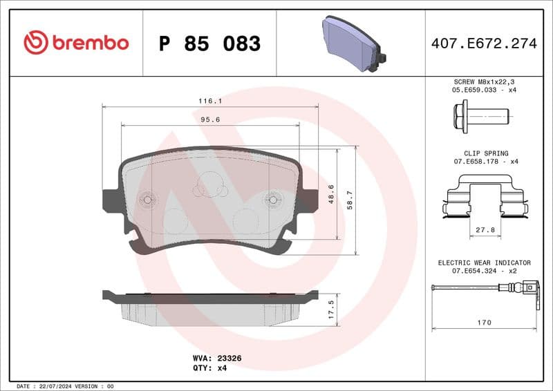 Brake pads rear, Top Quality P85083 - image 3