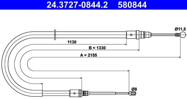 Cable Pull, parking brake 24.3727-0844.2 - image 3