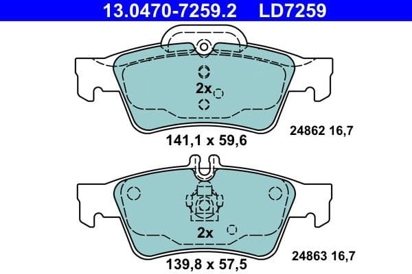 Brake Pad Set, disc brake ATE Ceramic 13.0470-7259.2 - image 2