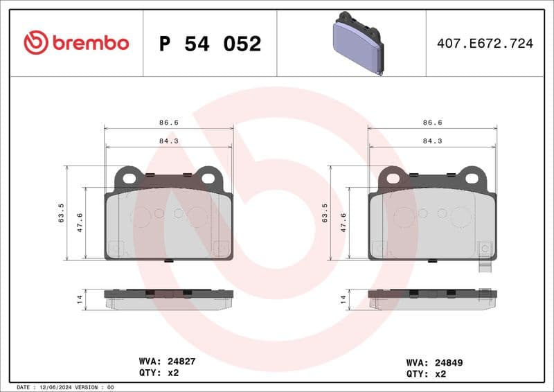Brake Pad Set, disc brake PRIME LINE P54052 - image 3