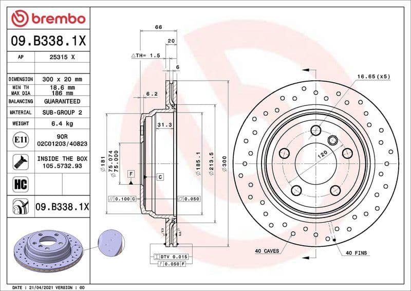 Brake Disc XTRA LINE - Xtra 09.B338.1X - image 2