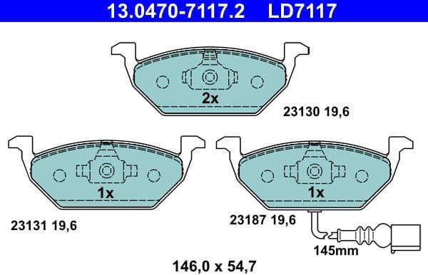 Brake Pad Set, disc brake ATE Ceramic 13.0470-7117.2
