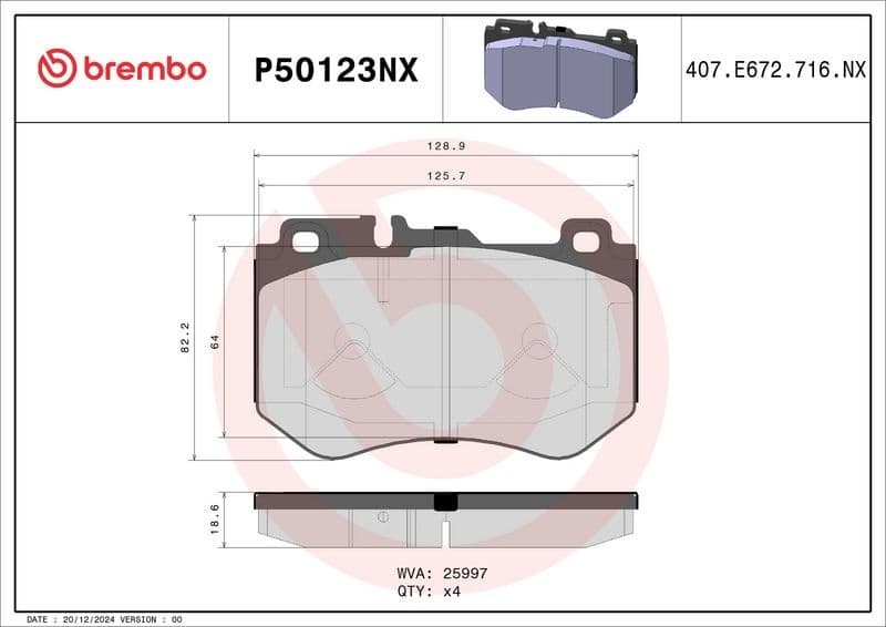 Brake Pad Set, disc brake XTRA LINE - Ceramic P 50 123NX