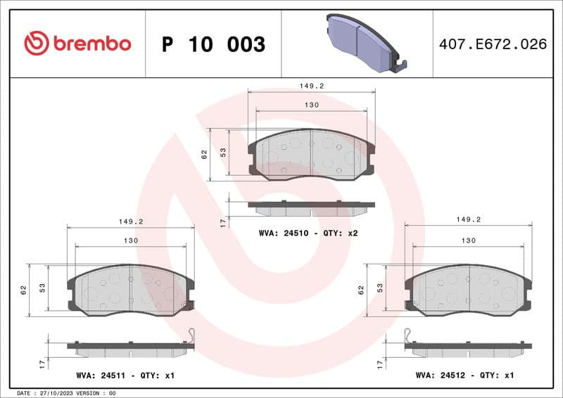 Brake Pad Set, disc brake PRIME LINE P10003 - image 3