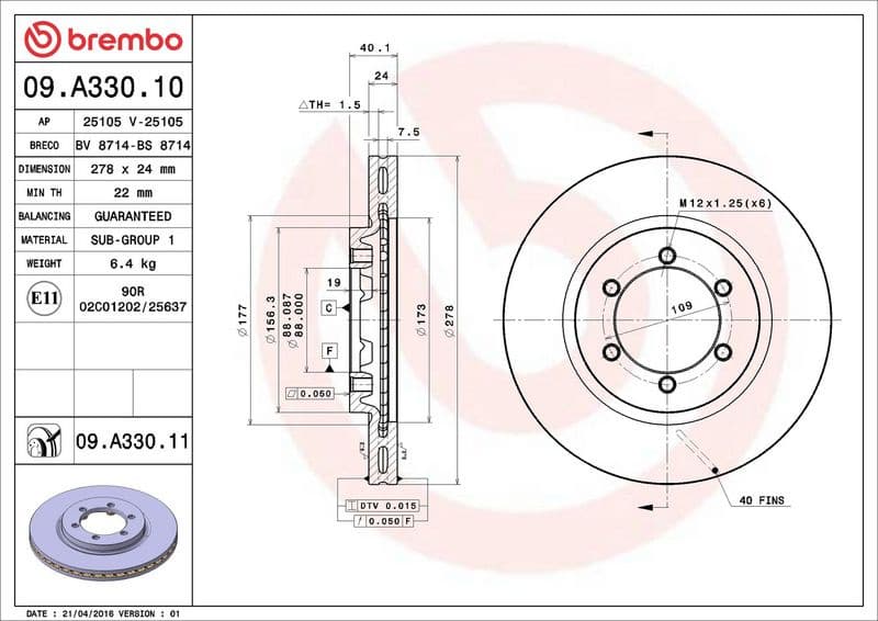 Brake Disc PRIME LINE - UV Coated 09.A330.11 - image 3