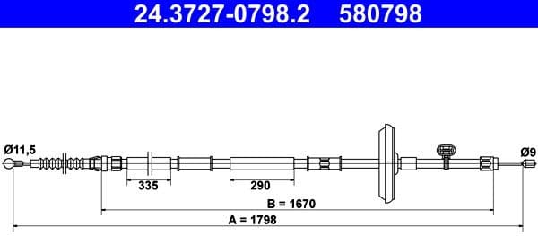 Cable Pull, parking brake 24.3727-0798.2 - image 2