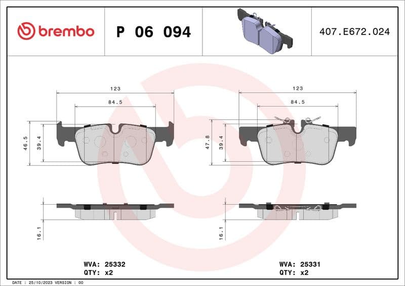 Brake pads rear, Top Quality P06094 - image 3