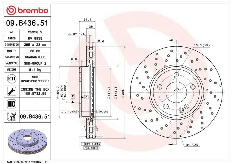 Brake Disc PRIME LINE - UV Coated 09.B436.51 - image 3