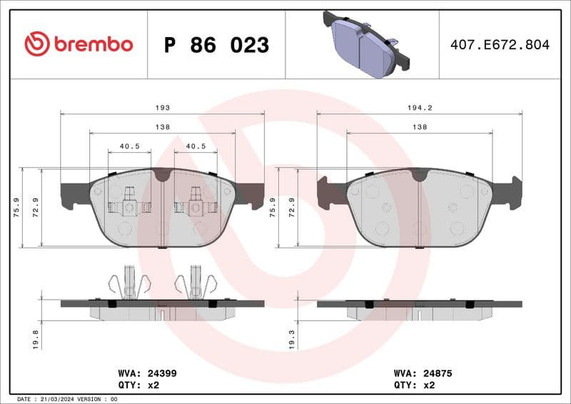 Brake pads front, Top Quality P86023 - image 3