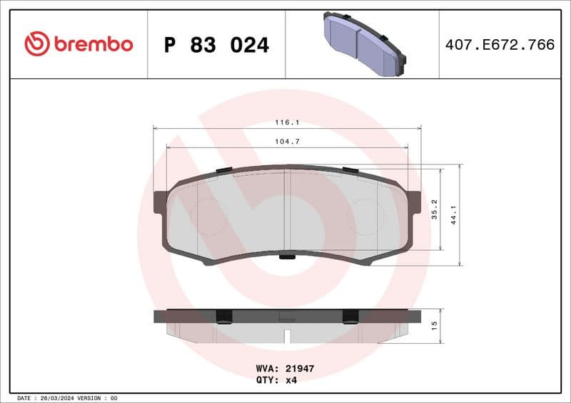 Brake Pad Set, disc brake PRIME LINE P83024 - image 3