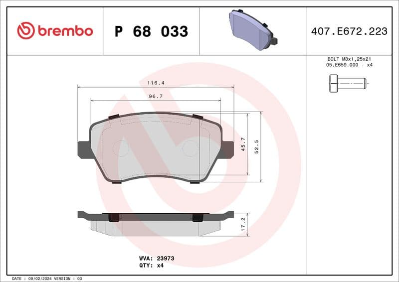 Brake pads front, Top Quality P68033 - image 3