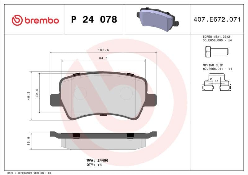 Brake pads rear, Top Quality P24078 - image 3