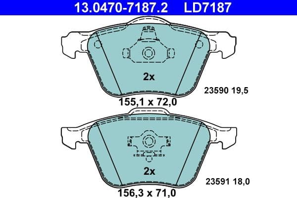 Brake Pad Set, disc brake ATE Ceramic 13.0470-7187.2 - image 2