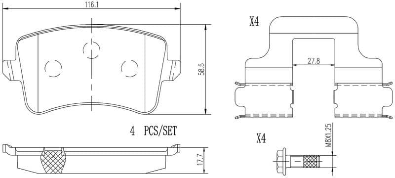 Brake Pad Set, disc brake XTRA LINE - Ceramic P85100NX