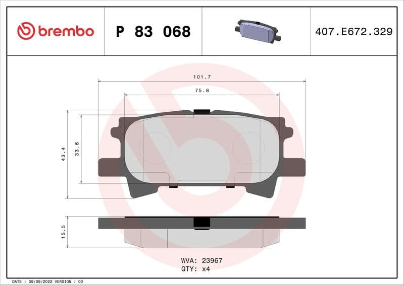 Brake Pad Set, disc brake PRIME LINE P83068 - image 3