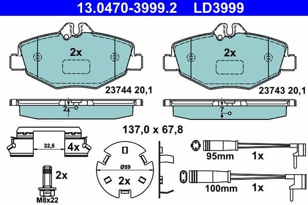 Brake Pad Set, disc brake ATE Ceramic 13.0470-3999.2 - image 2