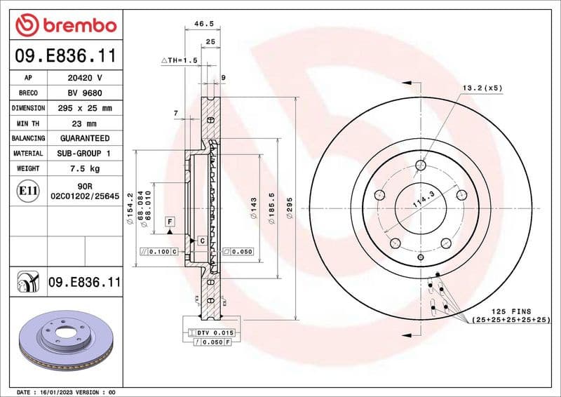 Brake Disc PRIME LINE - UV Coated 09.E836.11 - image 2