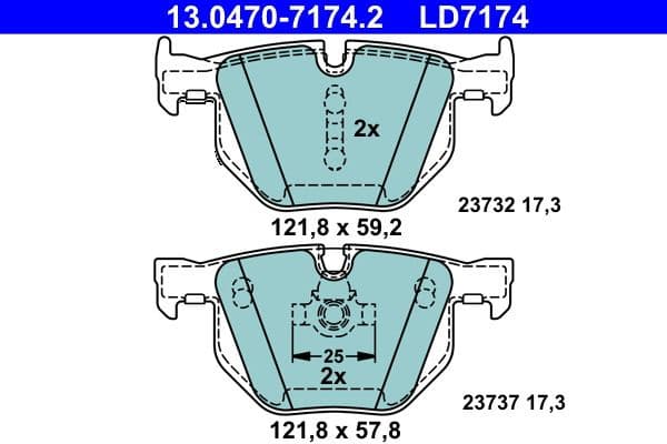 Brake Pad Set, disc brake ATE Ceramic 13.0470-7174.2 - image 2