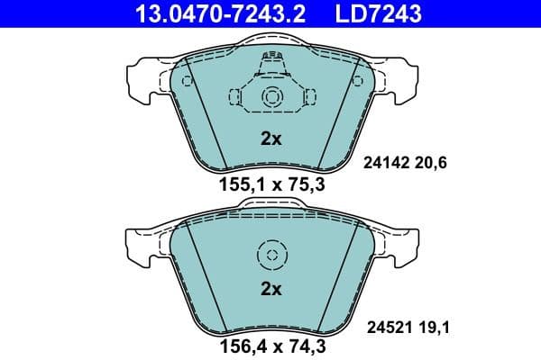 Brake Pad Set, disc brake ATE Ceramic 13.0470-7243.2 - image 2