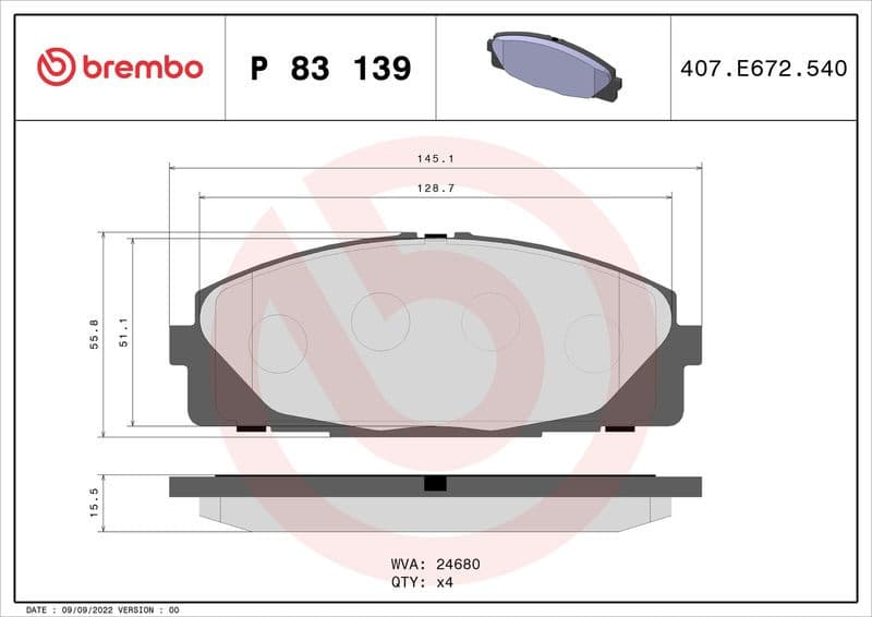 Brake Pad Set, disc brake PRIME LINE P83139 - image 3