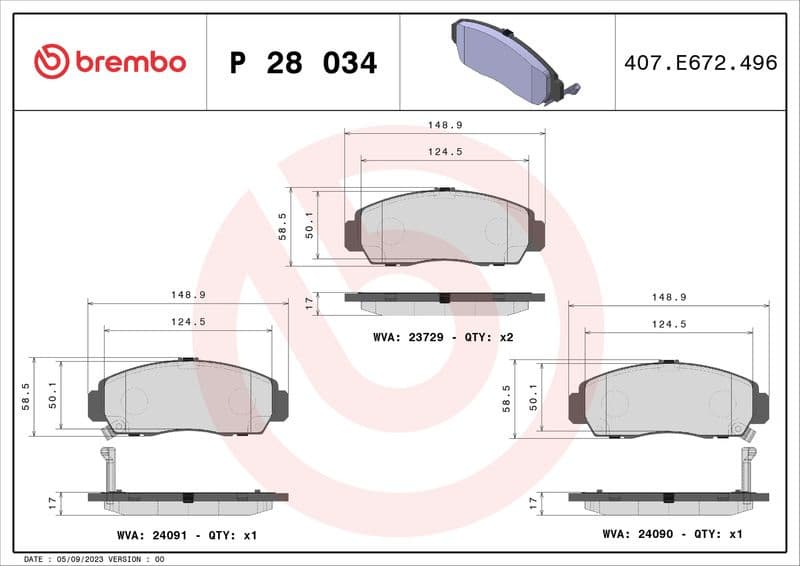 Brake pads front, Top Quality P28034 - image 3