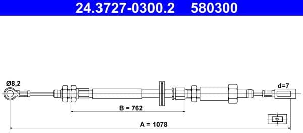 Cable Pull, parking brake 24.3727-0300.2 - image 2