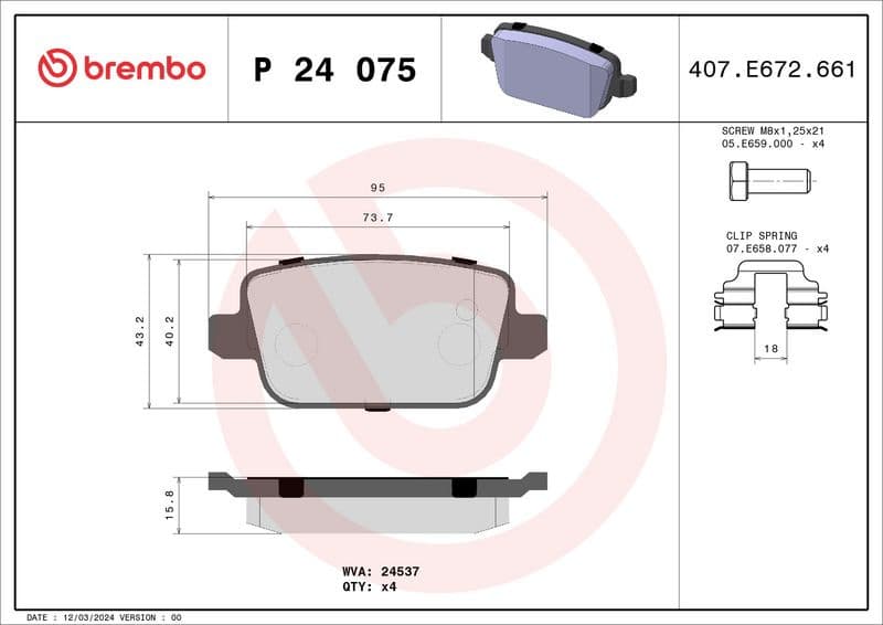 Brake pads rear, Top Quality P24075 - image 3