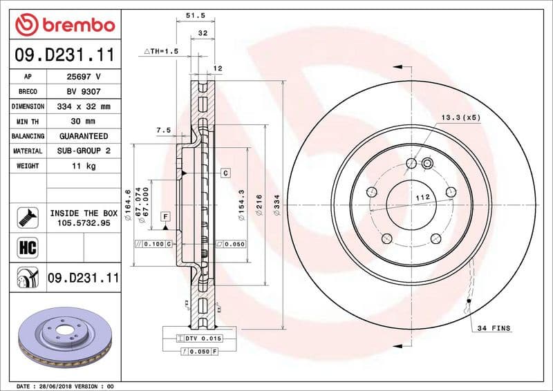 Brake Disc PRIME LINE - UV Coated 09.D231.11 - image 2