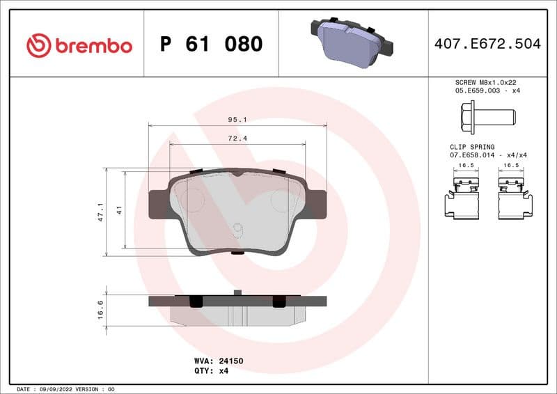 Brake Pad Set, disc brake PRIME LINE P61080 - image 3