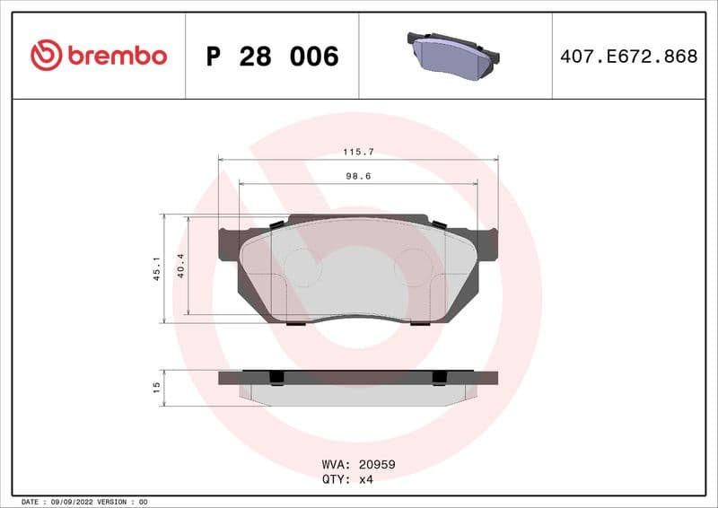 Brake Pad Set, disc brake PRIME LINE P28006 - image 3